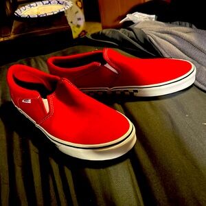 New Vans sneakers red with checkered flag nice shoes size 11.5